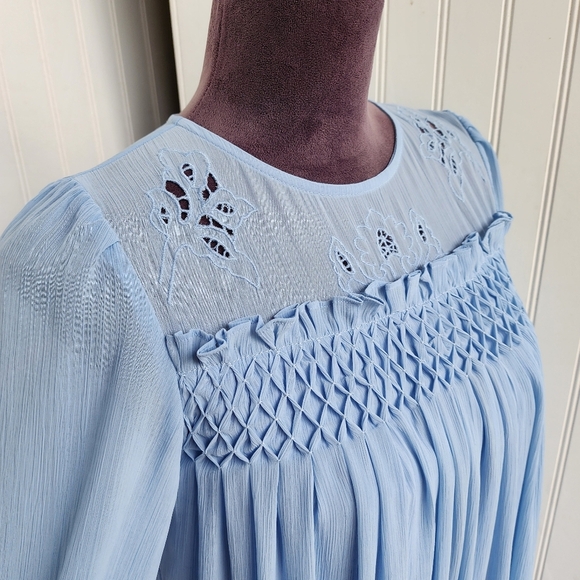 ZARA GIRL'S KIDS DRESS BLUE LONG SLEEVE  RUFFLE TIERED Sz  13-14 - Picture 4 of 13